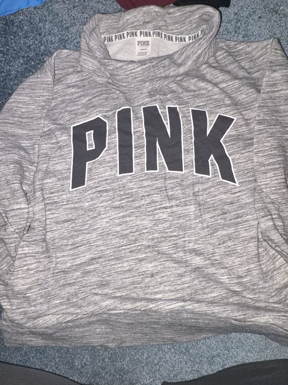 PINK Victoria's Secret Gray Marled Logo Pullover Sweatshirt
